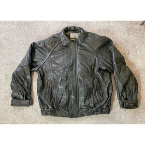 Wilsons Black Leather Jacket Thinsulate Zip Out Lining XL
